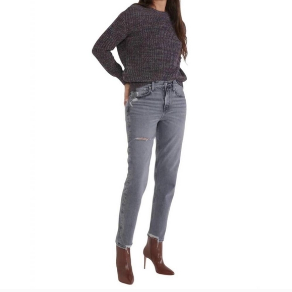 Etica Marlowe Slim Boyfriend Mid Rise With Relaxed Fit Size 26 Stormy Skies Grey - Picture 1 of 16